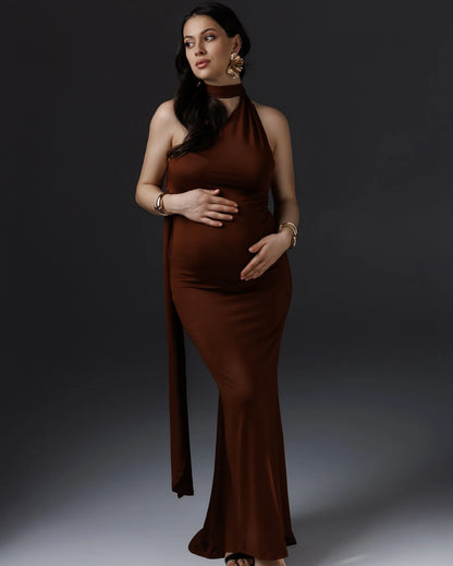 Maternity Backless Elastic Slim Fit Gown