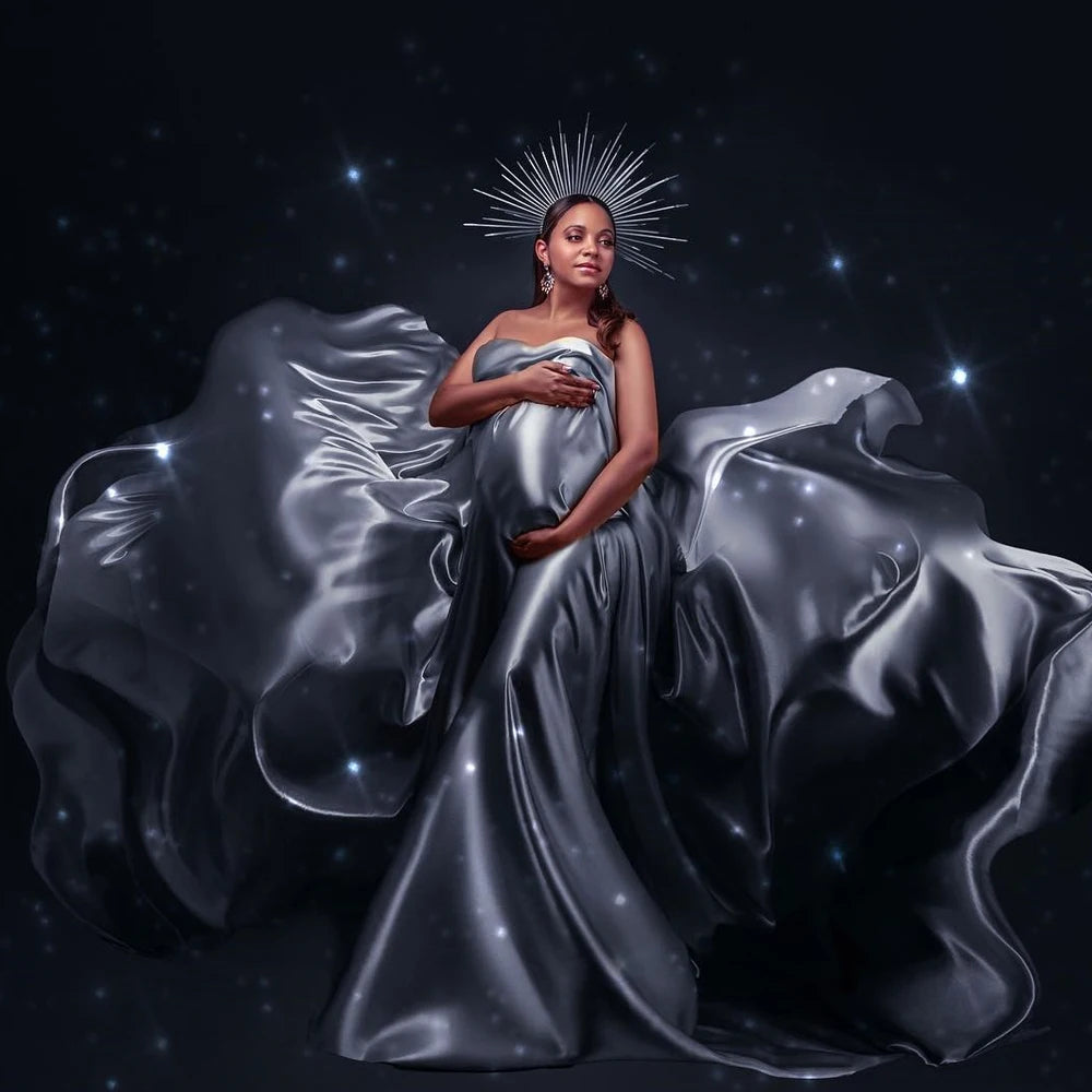 Maternity Background Cloth Bright Soft Satin Luster Shooting Gown