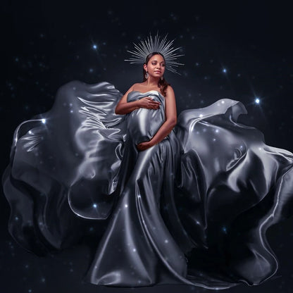 Maternity Background Cloth Bright Soft Satin Luster Shooting Gown