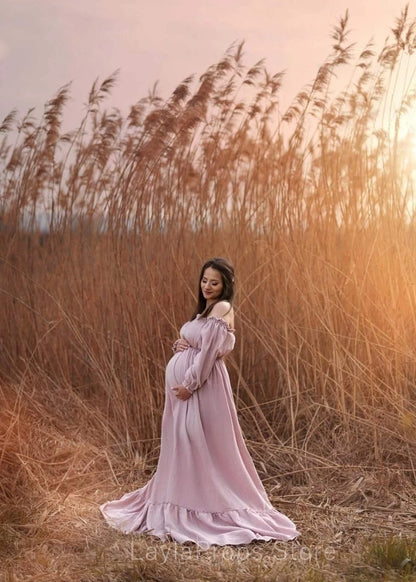 Maternity Bohemian Linen Cotton Retro Loose Fitting Dress Boho Style