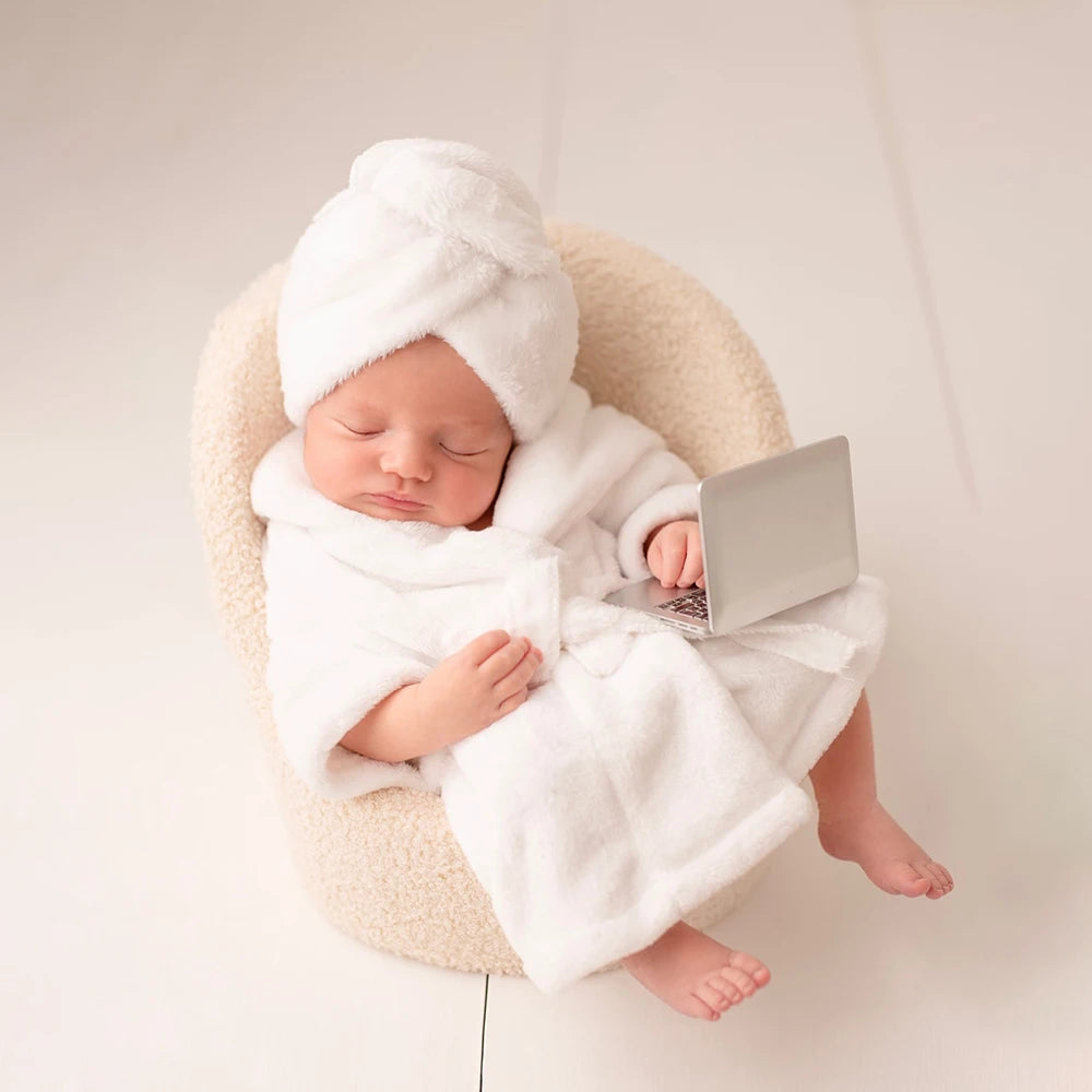 Newborn Baby Photography Props Scarf Bathrobes 2pcs Set Leopard Costume Shooting Photo Prop Shower Gift Accessories