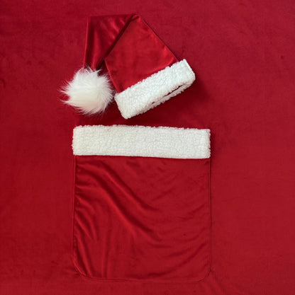 Newborn Christmas Santa Red Sleeping Bag Hat Baby Cute Xmas Costume Holiday Blanket