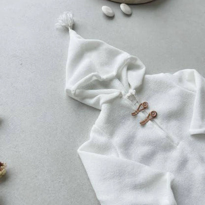 White Knitted Hooded Baby Romper Newborn Costume