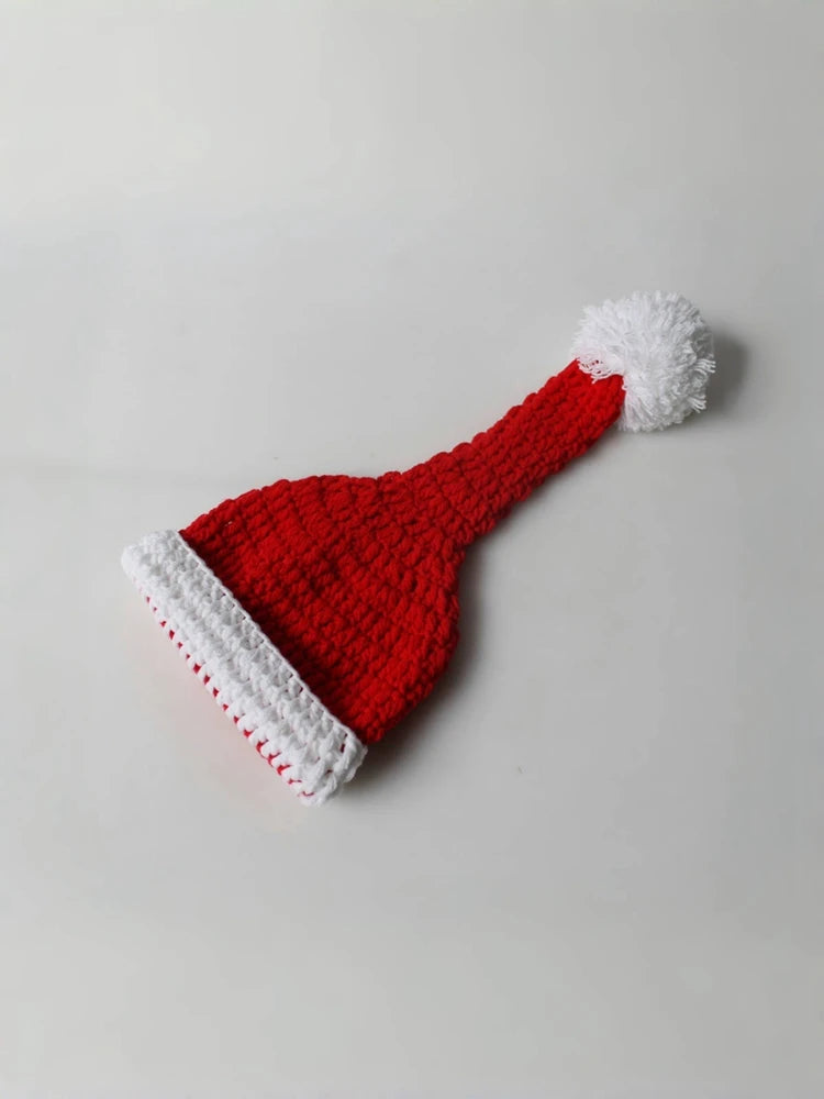 Newborn Christmas Santa Costume Knit Pants Hat Set Baby Photo Holiday Studio Boutique
