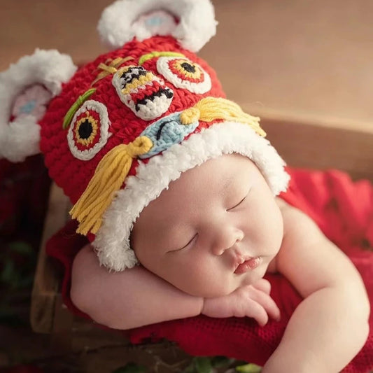 Lion Dance Hat Baby Crochet Head Bonnet Chinese New Year