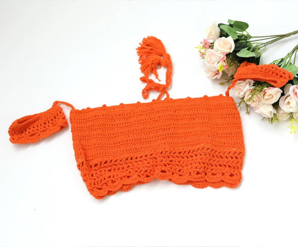 Maternity Knitted Bra Linen Cotton Three-layer Lace Boho Style Dress Two-piece Set