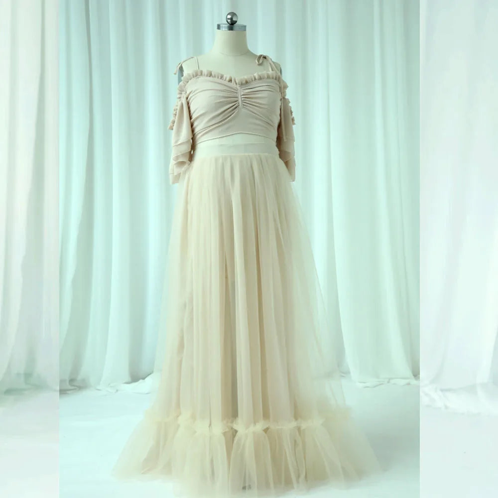 Maternity Elegant Two Piece Sling Chiffon Set Gown