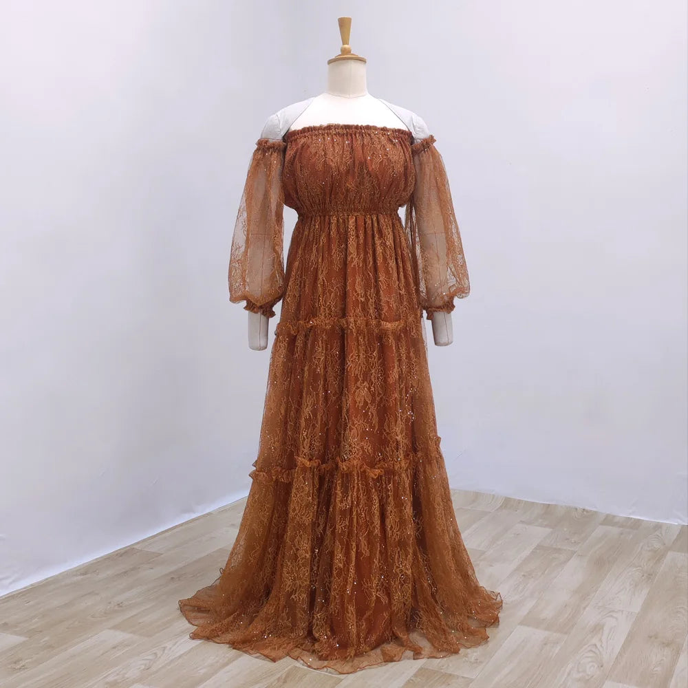 Maternity Dresses For Baby Show Lace Women Photography Outfit Dress Off Shoulder Dress Boho Pregnancy Photo Shoot