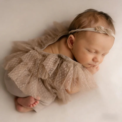 Newborn Lace Tulle Romper Baby Girl Soft Vintage Photo Costume