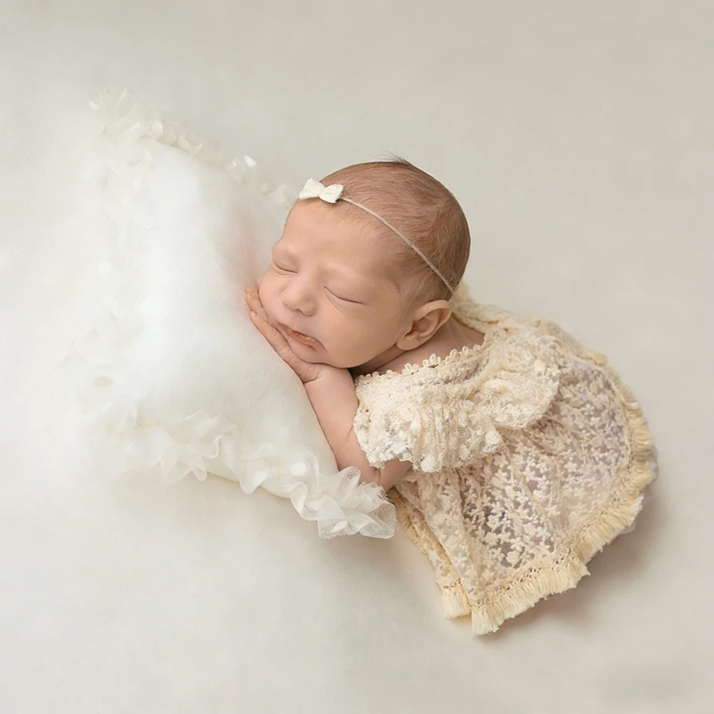 Lace Ruffle Romper Baby Off Shoulder Bodysuit Girl Vintage