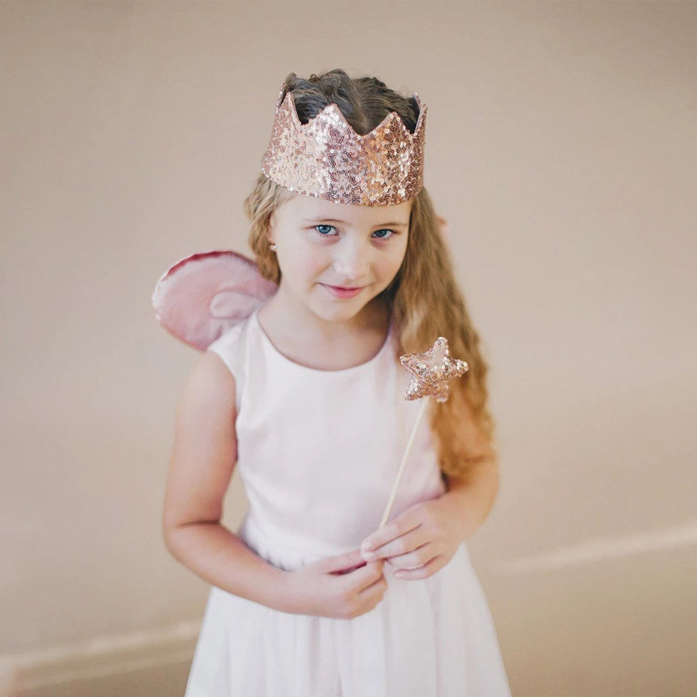 Newborn Children Butterfly Wings Fairy Costume Sequined Princess Crown Angel Wand Set Birthday