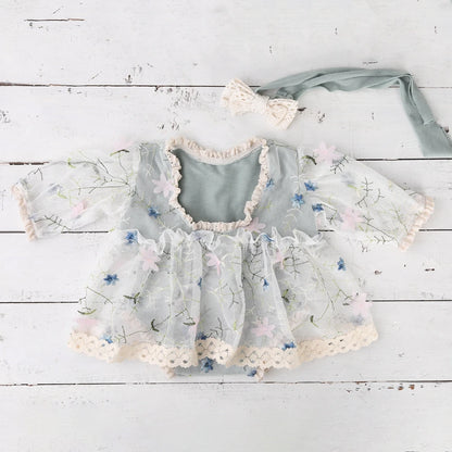 Newborn Girl Floral Lace Tutu Romper Baby Dress Princess Long Sleeve