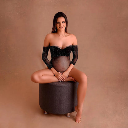 Maternity Shiny Small Rhinestone High Elastic Bodysuit