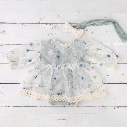 Newborn Girl Floral Lace Tutu Romper Baby Dress Princess Long Sleeve