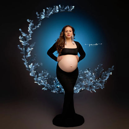 Maternity Dress Stretch Bodice Exposed Belly Skirt