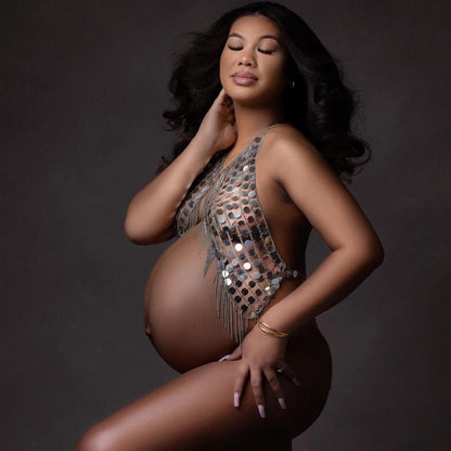 Maternity Sequins Suspender Top