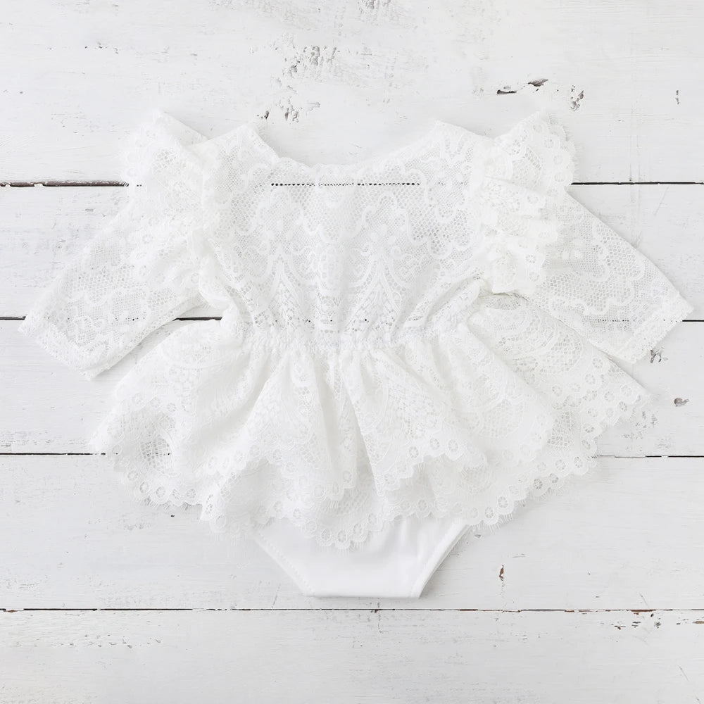 Girl White Lace Romper Clothing Baby Princess Tutu Dress