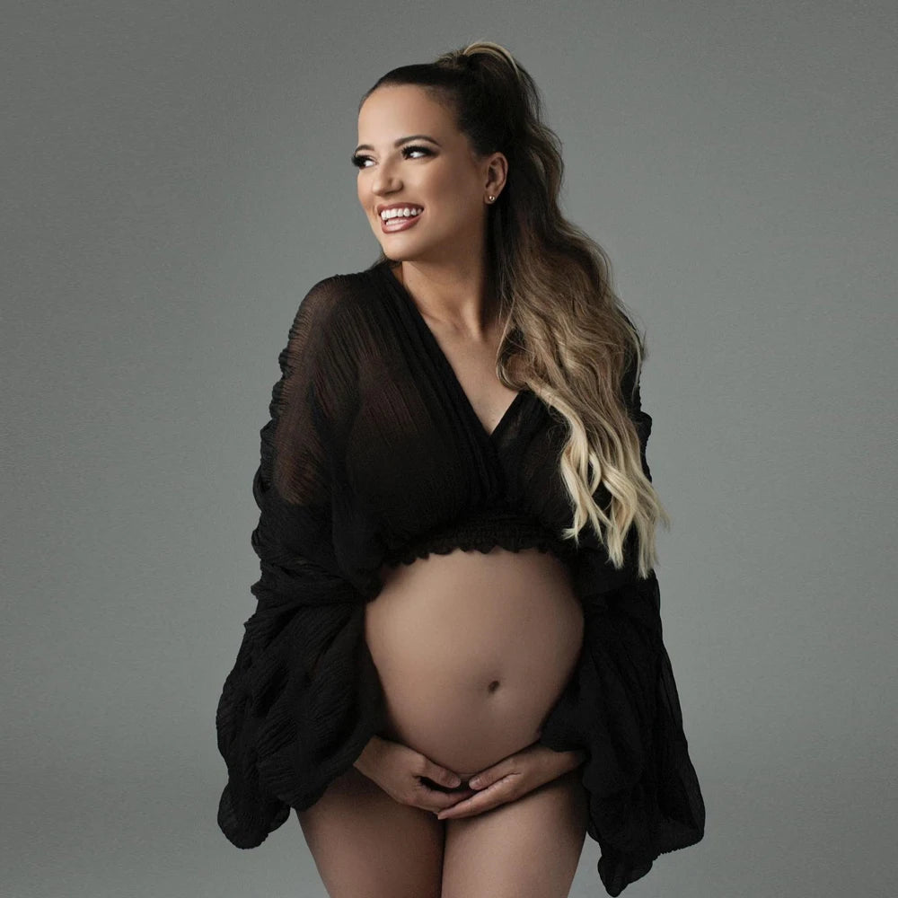 Maternity Pleated Top Female Fold Puff Sleeve Loose