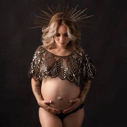 Maternity Sequins Tops Sequined Short Tanks See Through