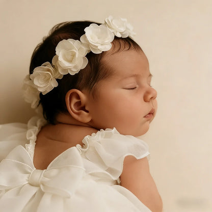 Magical White Angel Wing Ruffled Tulle Dress Back Bow Newborn Photo Newborn Set