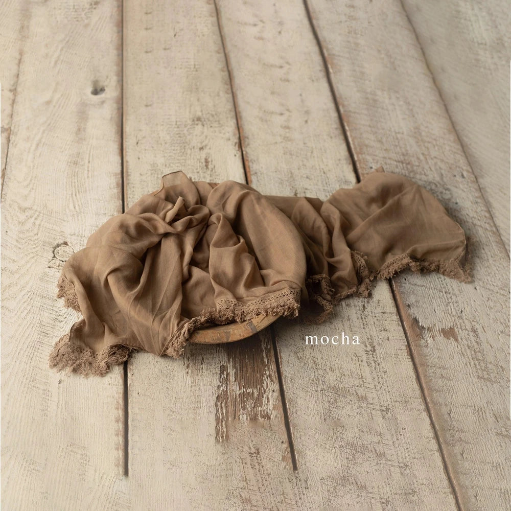 Newborn Lace Stretch Wrap Swaddle 25x75cm Boho Tassel Studio Photo