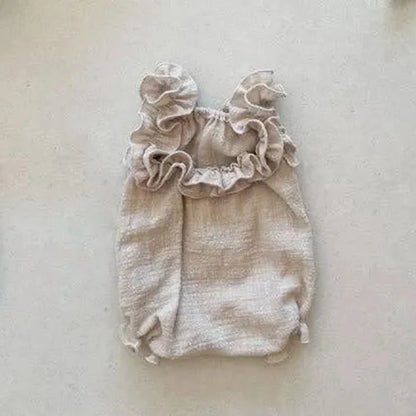 Newborn Ruffle Romper Khaki Linen Baby Soft