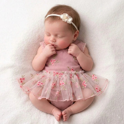 Baby Girl Floral Embroidery Romper Backless Tutu Dress Bebe