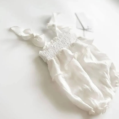 Newborn White Ruffle Romper Bow Headband Baby Photo Costume Maternity Family Shoot