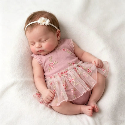 Baby Girl Floral Embroidery Romper Backless Tutu Dress Bebe