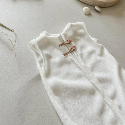 White Knitted Baby Romper Sleeveless Newborn Costume