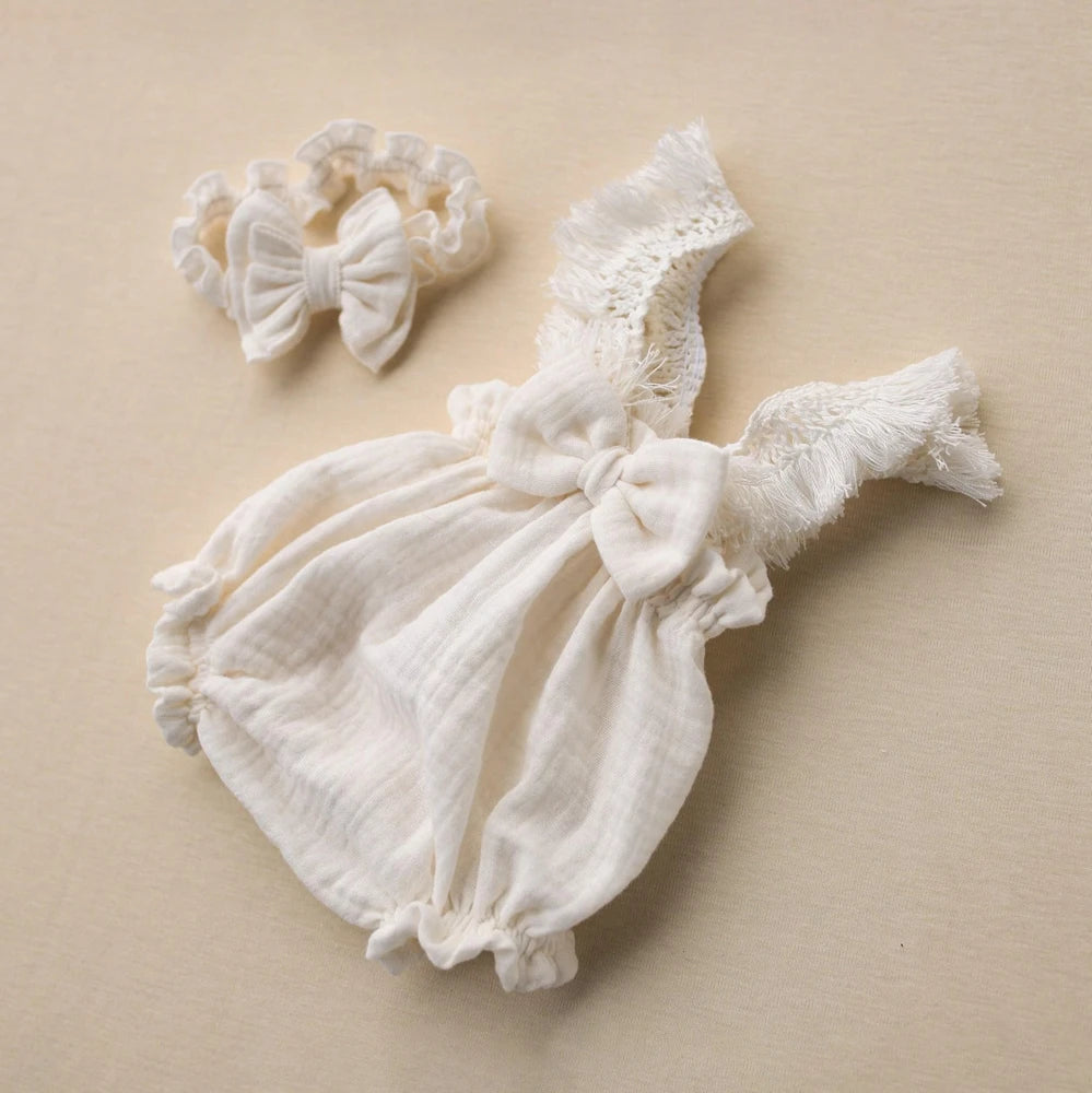 Boho Newborn Photo Ruffle Baby Lace Trim Romper Picture Session Clothing Suits