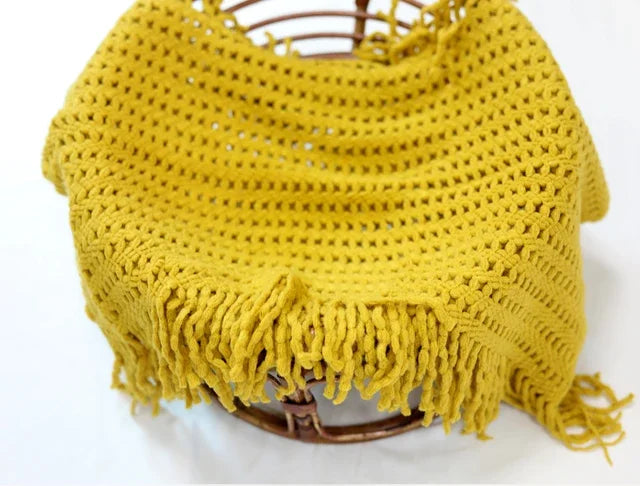 Newborn Wrap Soft Knitted Fringe Blanket Neonate Photo Flokati Posing Shoot Studio Accessory