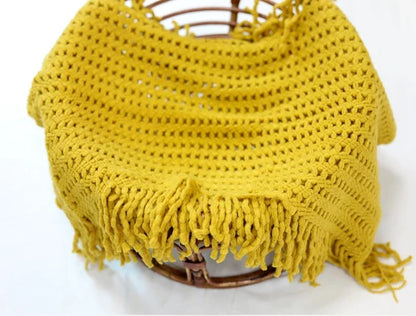 Newborn Wrap Soft Knitted Fringe Blanket Neonate Photo Flokati Posing Shoot Studio Accessory