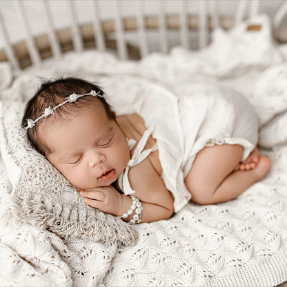 Baby Costume White Romper Newborn Girl Studio Soft Cotton Fabric