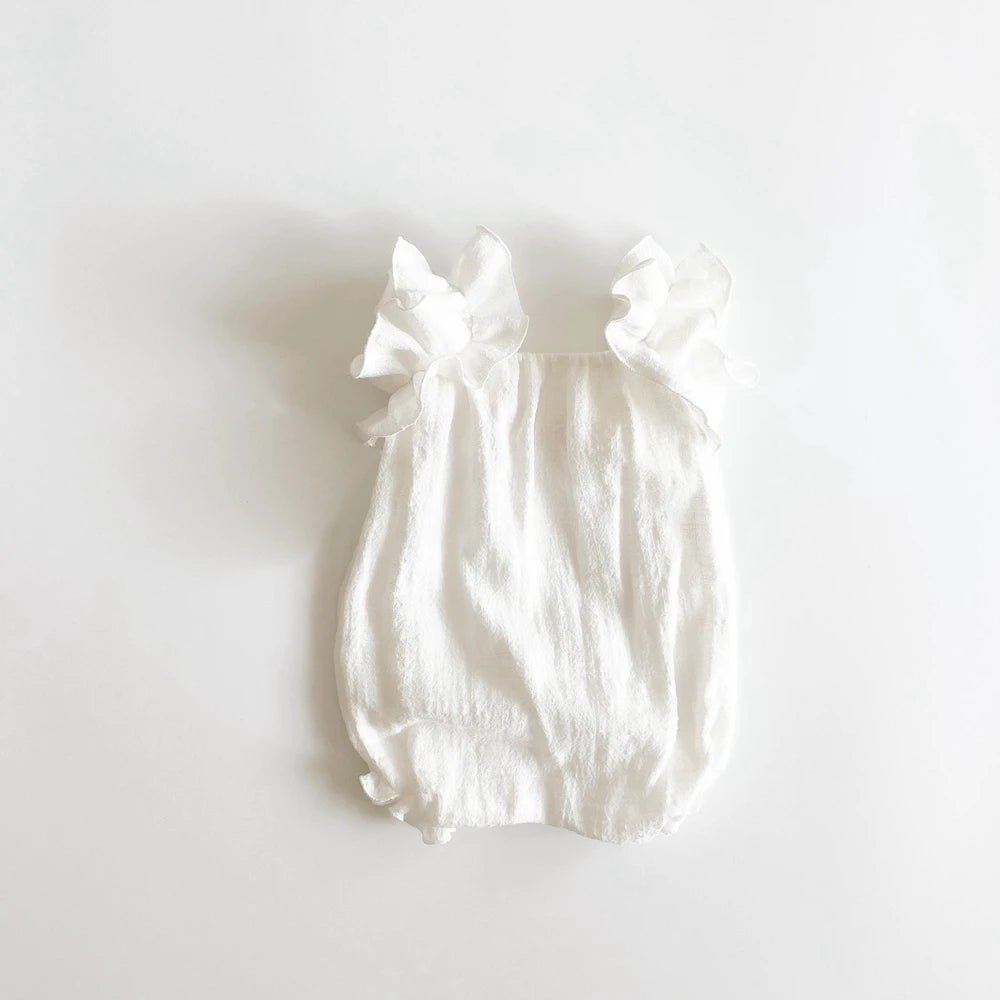 Newborn Set White Ruffle Romper Headband Baby