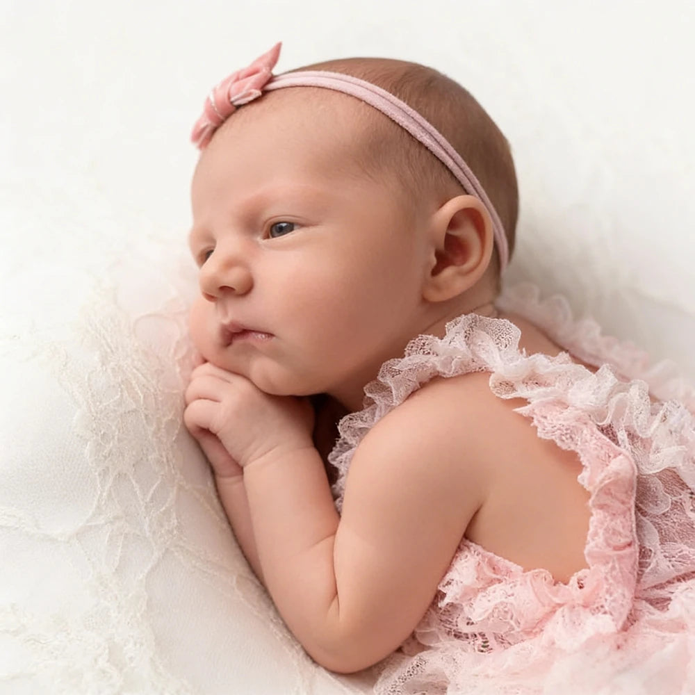 Baby Girl Pink Lace Ruffle Romper Princess