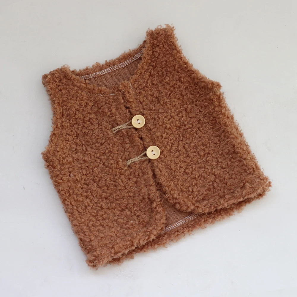 Plush Fleece Vest Newborn Baby Photo 100 Days Soft Knit Sleeveless Newborn Set