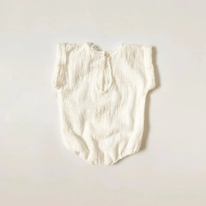 Newborn Romper White Linen Button Short Sleeve Baby Photo Family Maternity Shoo