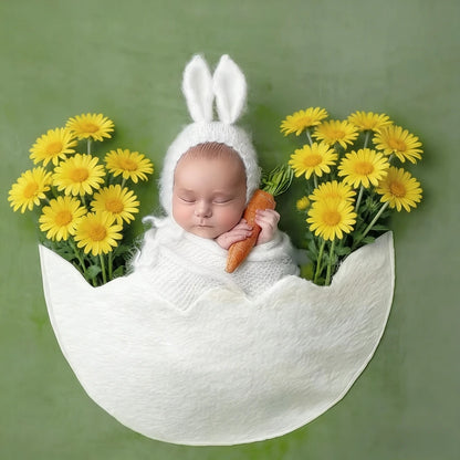 Eggshell Posing Mat Newborn Soft Felt Photo Backdrop Easter Baby 100 Days Cute Studio Background Newborn Set