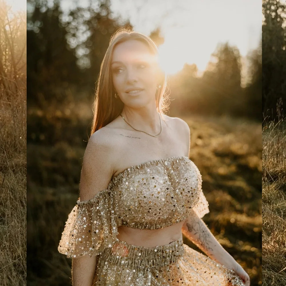 Elegant Photo Shoot Dress For Women Pearl Hard Yarn Sexy Off Shoulder Short Sleeved Dress Maternity Dresses For Baby Showers