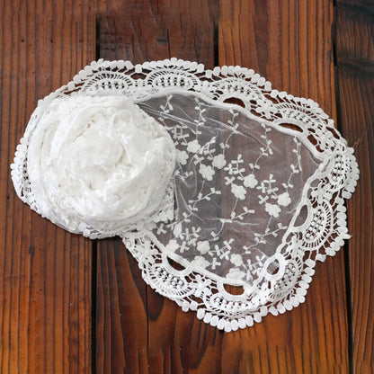 Baby Lace Veil Wrap Set Floral Trim
