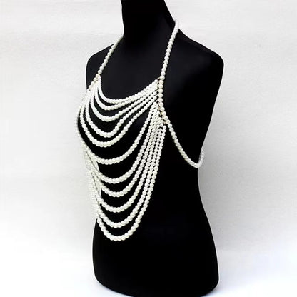Maternity Pearl Shoulder Chaini Mitation Statement Collar Necklaces Gown