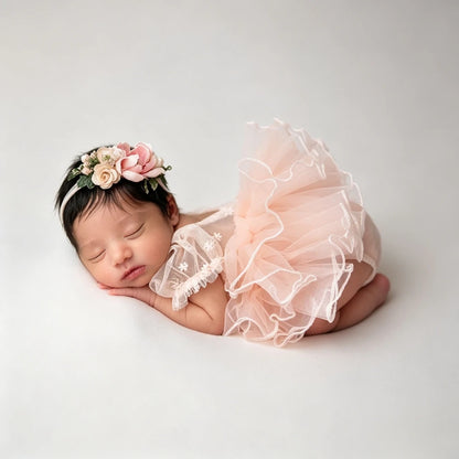 Girl Lace Romper Ruffle Sleeve Backless Baby Jumpsuit Costume