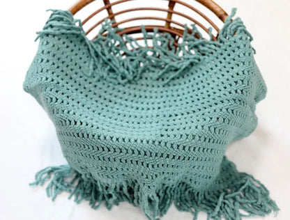 Newborn Wrap Soft Knitted Fringe Blanket Neonate Photo Flokati Posing Shoot Studio Accessory
