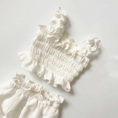 Newborn 2pcs Ruffle Top Bloomers Set Soft Cotton