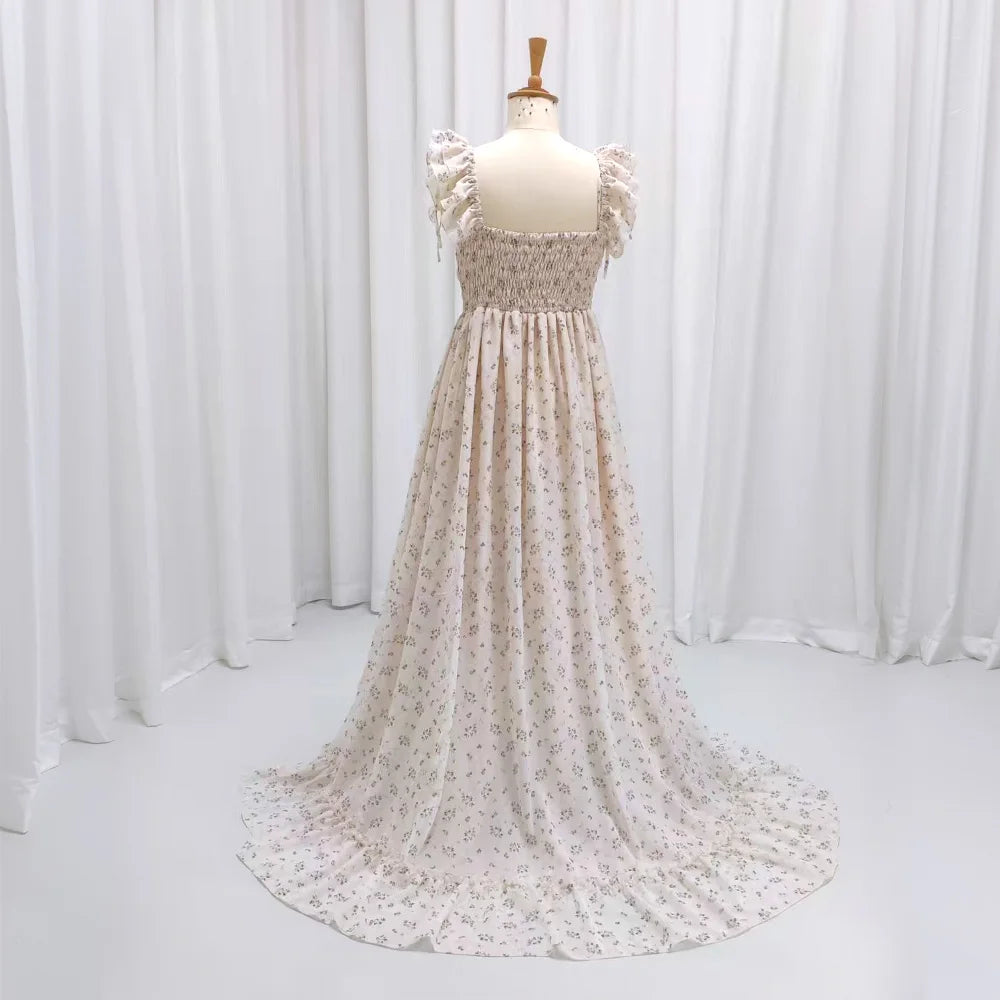 Maternity Photography Dress Ethereal Floral Chiffon Dresses Feminine Portrait Photo Shoot  Clothing Boho Pregnant D