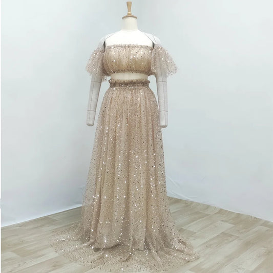 Elegant Photo Shoot Dress For Women Pearl Hard Yarn Sexy Off Shoulder Short Sleeved Dress Maternity Dresses For Baby Showers