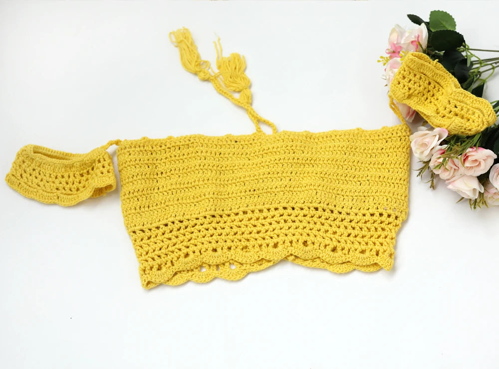 Maternity Knitted Bra Linen Cotton Three-layer Lace Boho Style Dress Two-piece Set