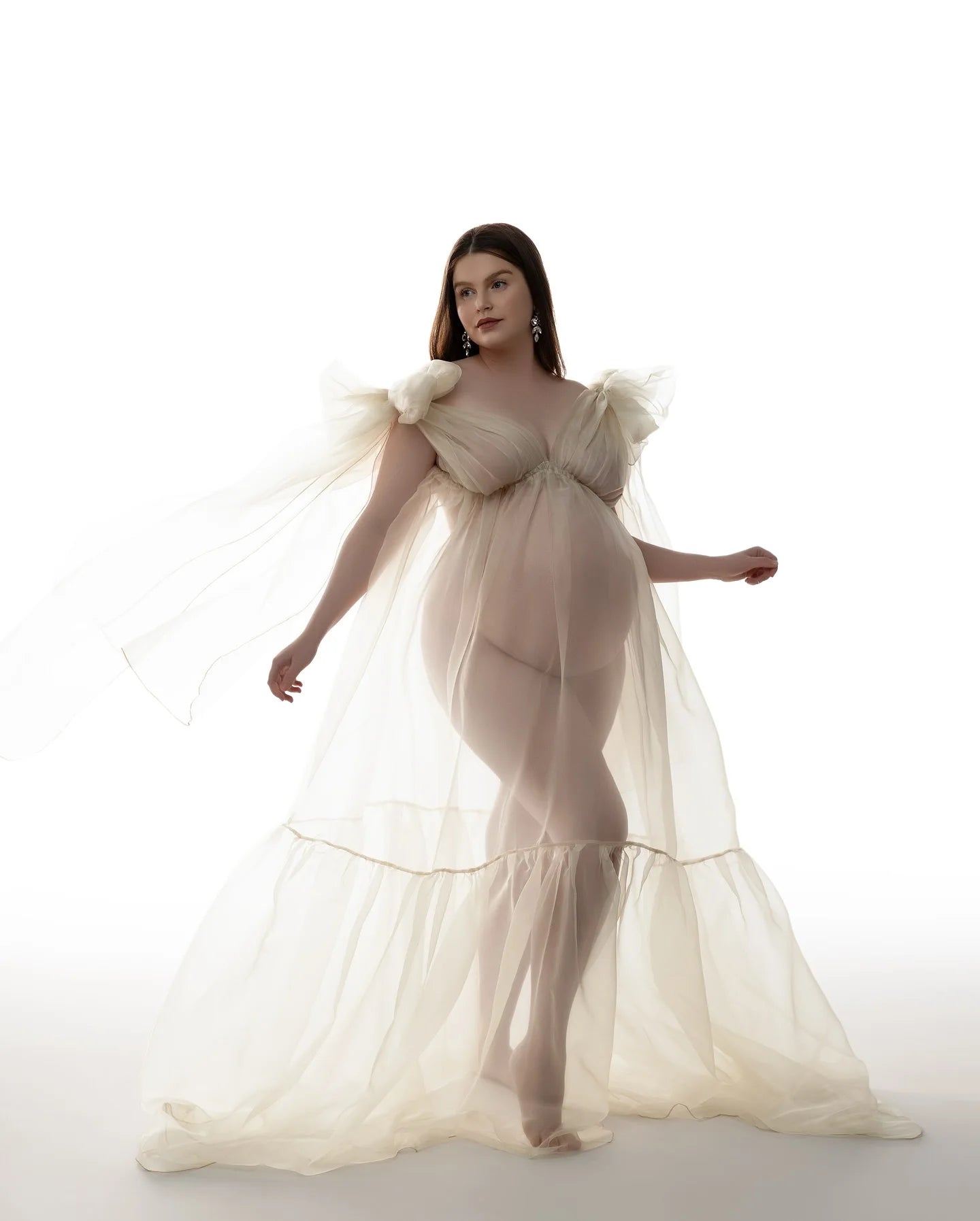 Sexy Transparent Dress For Photo Shoot Pregnant Maternity Photography Props Dress Elegant Chiffon V-neck Dress For Women