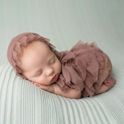 Newborn Lace Romper Long Sleeve Eyelash Bodysuit Backless Vintage Studio Costume